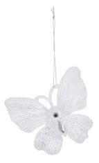 STREFA Karácsonyi pillangó dekoráció 11cm műanyag fehér (2db)