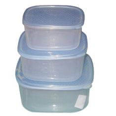 Négyszögletes dobozos készlet 3 db. (0,9.1,2.2,0l) műanyag - változat vagy színválaszték keverése