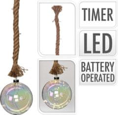 STREFA Világítás LED KOULE átmérő 15cm, 95cm-es kötélen, időzítővel, üveggyöngy, üveggyöngy