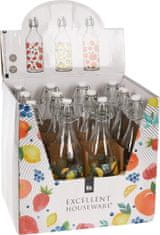 Excellent Houseware Karos kupakos palack 1000ml nyomtatott üveg - különböző változatok vagy színek keveréke