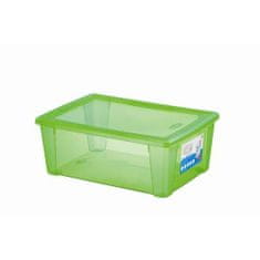 Stefanplast Műanyag tárolódoboz fedővel zöld SCATOLA 10L, 36.5x25.5x14cm