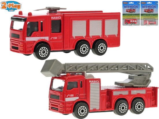 2-Play Közlekedési autó tűzoltók CZ 8 cm fém szabadon futó - különböző változatok vagy színek keveréke