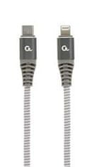 Gembird USB-C (M) - 8pin Lightning (M) töltőkábel, 1,5 m, prémium, fonott, fehér