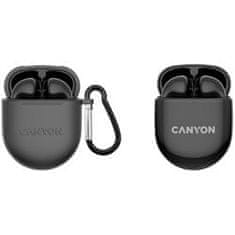 Canyon TWS-6 BT fejhallgató mikrofonnal, BT V5.3 JL 6976D4, 400mAh+30mAh tok 22 óráig, fekete színű