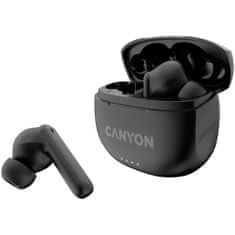 Canyon TWS-8 BT headset mikrofonnal, BT V5.3 JL 6976D4, 470mAh+40mAh tok 32h-ig, fekete színű