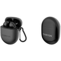 Canyon TWS-6 BT fejhallgató mikrofonnal, BT V5.3 JL 6976D4, 400mAh+30mAh tok 22 óráig, fekete színű