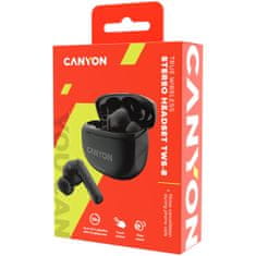 Canyon TWS-8 BT headset mikrofonnal, BT V5.3 JL 6976D4, 470mAh+40mAh tok 32h-ig, fekete színű