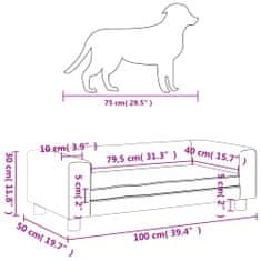 Greatstore világosszürke bársony kutyaágy hosszabbítóval 100 x 50 x 30 cm