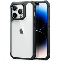Apple iPhone 14 Pro Max, Szilikon tok, műanyag hátlappal, légpárnás sarok, közepesen ütésálló, ESR Air Armor, átlátszó/fekete