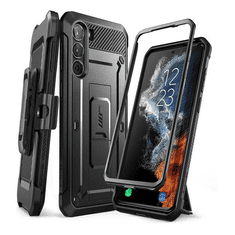 SUPCASE Samsung Galaxy S23 SM-S911, Műanyag hátlap védőtok, közepesen ütésálló, telefontartó gyűrű, kitámasztóval, övre fűzhető, Unicorn Beetle Pro, fekete (RS135255)