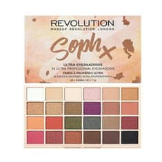 Makeup Revolution SophX - 24 különböző színű szemhéjpúdert tartalmazó paletta (Eyeshadow Palette) 26.4 g