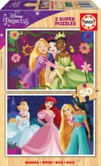 EDUCA Fa puzzle Disney hercegnők 2x50 db