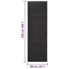 shumee fekete szizálszőnyeg kaparófához 80 x 250 cm