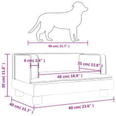 Greatstore szürke műbőr kutyaágy 60 x 40 x 30 cm