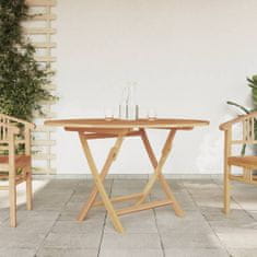 Greatstore tömör tíkfa összecsukható kerti asztal Ø 120 x 75 cm