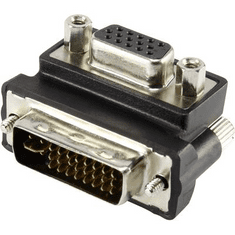 Renkforce DVI - VGA átalakító adapter, 1x DVI dugó 24+5 pól. - 1x VGA aljzat 90°, fekete, (RF-4128855)