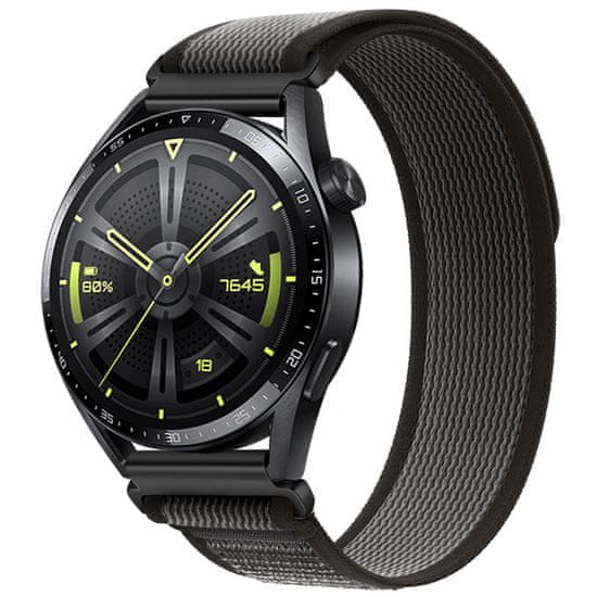 BStrap Velcro Nylon szíj Huawei Watch GT/GT2 46mm, black gray