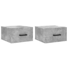 Vidaxl 2 db betonszürke falra szerelhető éjjeliszekrény 35x35x20 cm 829829