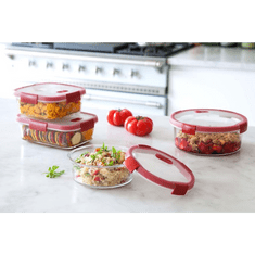 CURVER Smart Cook üveg ételtartó kerek 0,6l piros (235709) (C235709)