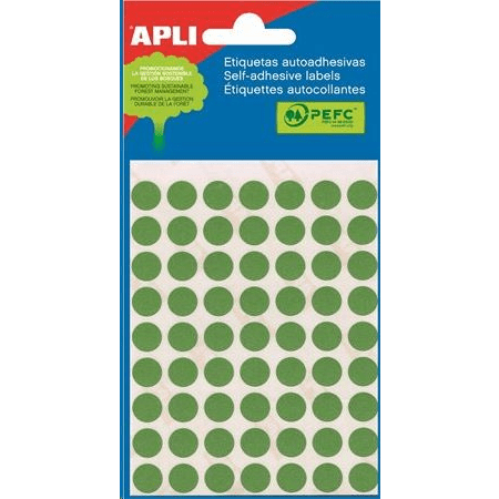APLI 10 mm kör, kézzel írható etikett, zöld színű 315 darab (LCA2054)