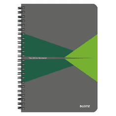 LEITZ spirálfüzet, A5, kockás, 90 lap, "Office", szürke-zöld (E44980055) (E44980055)
