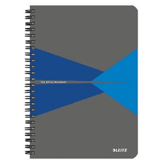 LEITZ spirálfüzet, A5, kockás, 90 lap, "Office", szürke-kék (E44980035) (E44980035)