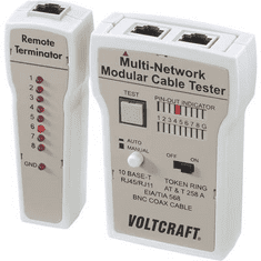 Voltcraft Koax kábel teszter, UTP, LAN hálózati kábel teszter RJ45, BNC csatlakozókhoz, kábelekhez CT-2 (CT-2)