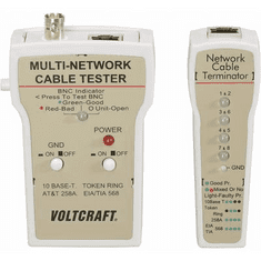 Voltcraft Koax kábel teszter, UTP, LAN hálózati kábel teszter RJ45, BNC csatlakozókhoz, kábelekhez CT-1 (CT-1)