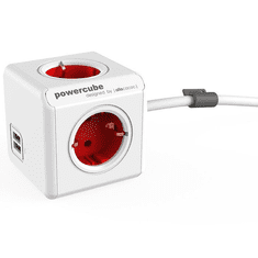 Allocacoc PowerCube Extended USB hálózati elosztó 1.5m fehér-piros (1402RD/DEEUPC) (1402RD/DEEUPC)