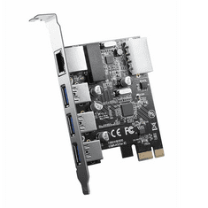 Orico 3x USB 3.0 + Ethernet bővítő kártya (PNU-3A1R-BK-BP) (PNU-3A1R-BK-BP)