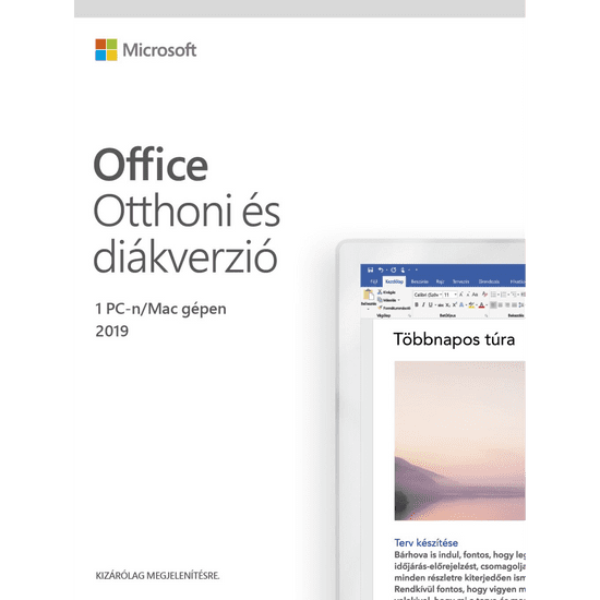 Microsoft Office 2019 HUN Home & Student Medialess P6 irodai szoftver (79G-05155)