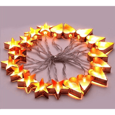 Iris Csillag+szív alakú fém/4m/meleg fehér/20db LED-es/USB-s fénydekoráció (240-14) (240-14)
