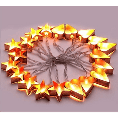 Iris Csillag+szív alakú fém/4m/meleg fehér/20db LED-es/3xAA elemes fénydekoráció (240-12) (240-12)