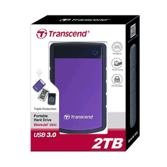 Transcend 2TB 2.5" StoreJet 25H3P külső winchester USB 3.0 (TS2TSJ25H3P) ütésálló fekete-lila (TS2TSJ25H3P)