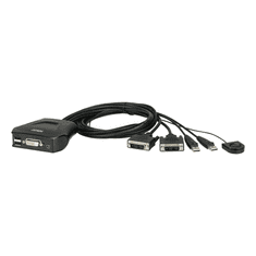 Aten CS22D 2-Port USB DVI Cable KVM Switch with Remote Port Selector (CS22D)