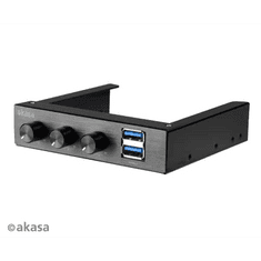 Akasa Ventilátor szabályzó FC06 V2 3.5 3 csatornás Fekete + 2x USB 3.0 Port (AK-FC-06U3BK)