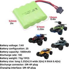 YUNIQUE GREEN-CLEAN 1 darab újratölthető akkumulátor 7.4V 1000mah SM-4P USB töltőkábellel DE36W DE65 NO.1809 RC modell játék autó hegymászó jármű
