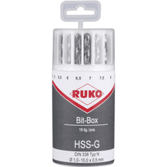 RUKO 214225 HSS-G fém spirálfúró készlet, 19 részes (214225)