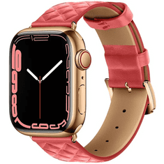 Hoco Apple Watch 1-6, SE (38 / 40 mm) / Watch 7-8 (41 mm), bőr pótszíj, gyémánt minta, WA18, rózsaszín (137666)