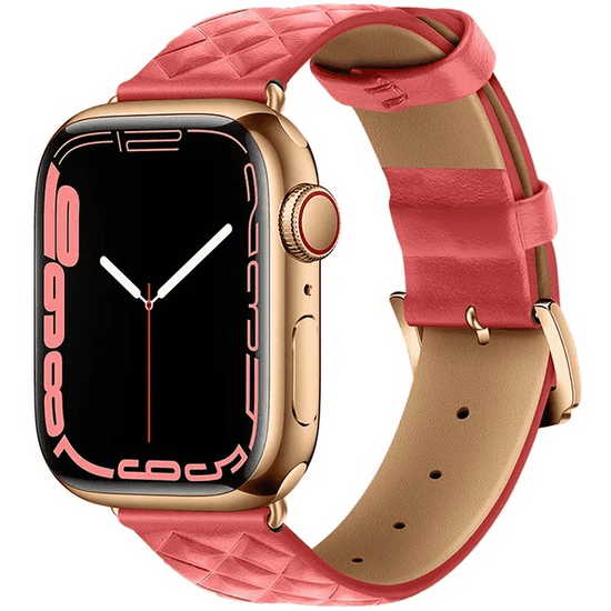 Hoco Apple Watch 1-6, SE (42 / 44 mm) / Watch 7-8 (45 mm) / Watch Ultra (49 mm), bőr pótszíj, gyémánt minta, WA18, rózsaszín (137672)