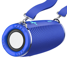 Bluetooth hordozható hangszóró, 2 x 5W, v5.0, Beépített FM rádió, TF kártyaolvasó, USB aljzat, 3.5mm, RGB világítás, felakasztható, vízálló, Hoco HC12, kék