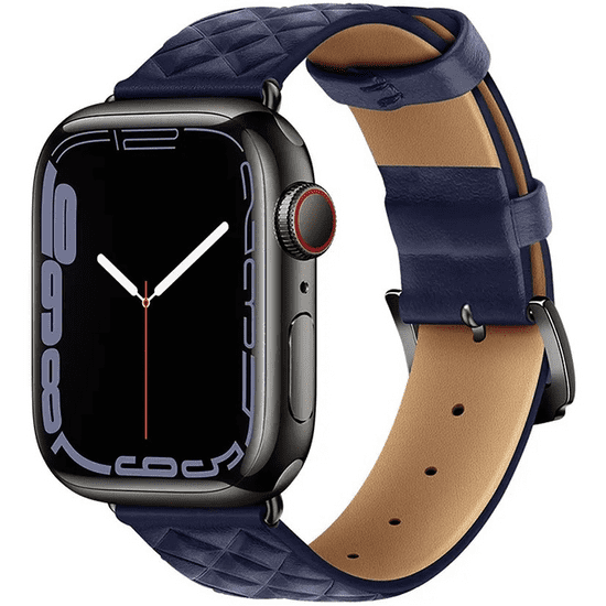 Hoco Apple Watch 1-6, SE (38 / 40 mm) / Watch 7-8 (41 mm), bőr pótszíj, gyémánt minta, WA18, sötétkék (137667)