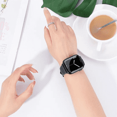 Hoco Apple Watch 1-6, SE (38 / 40 mm) / Watch 7-8 (41 mm), bőr pótszíj, gyémánt minta, WA18, narancssárga (137665)