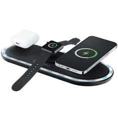 FORCELL Univerzális vezeték nélküli töltőpad 3in1, Qi Wireless, 15W, Apple iPhone, Apple Airpods, Apple Watch kompatibilis, F-Energy, fekete (137674)