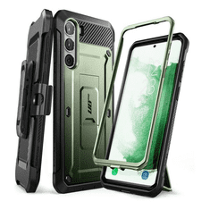 SUPCASE Samsung Galaxy S23 Plus SM-S916, Műanyag hátlap védőtok, közepesen ütésálló, telefontartó gyűrű, kitámasztóval, övre fűzhető, Unicorn Beetle Pro, sötétzöld (RS135260)