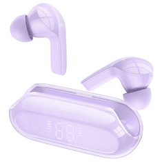Hoco Bluetooth sztereó fülhallgató, v5.3, TWS, töltőtok, zajszűrővel, érintés vezérlés, LED-es kijelző, EW39, lila (137661)