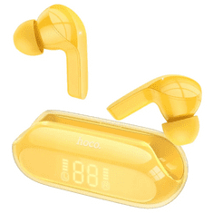 Hoco Bluetooth sztereó fülhallgató, v5.3, TWS, töltőtok, zajszűrővel, érintés vezérlés, LED-es kijelző, EW39, sárga (137662)