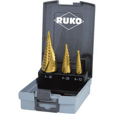RUKO 101026TRO HSS fokozatfúró készlet, 3 részes, 4 - 12 mm, 4 - 20 mm, 4 - 30 mm, 3 oldalú szár (101026TRO)