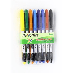 FLEXOFFICE "FL01" tűfilc 0,3 mm 8 különböző szín (FOFL01V8 / FO-FL01SET8) (FO-FL01SET8)