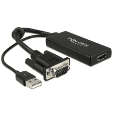 DELOCK 62668 VGA - HDMI adapter, audió funkcióval, fekete (62668)